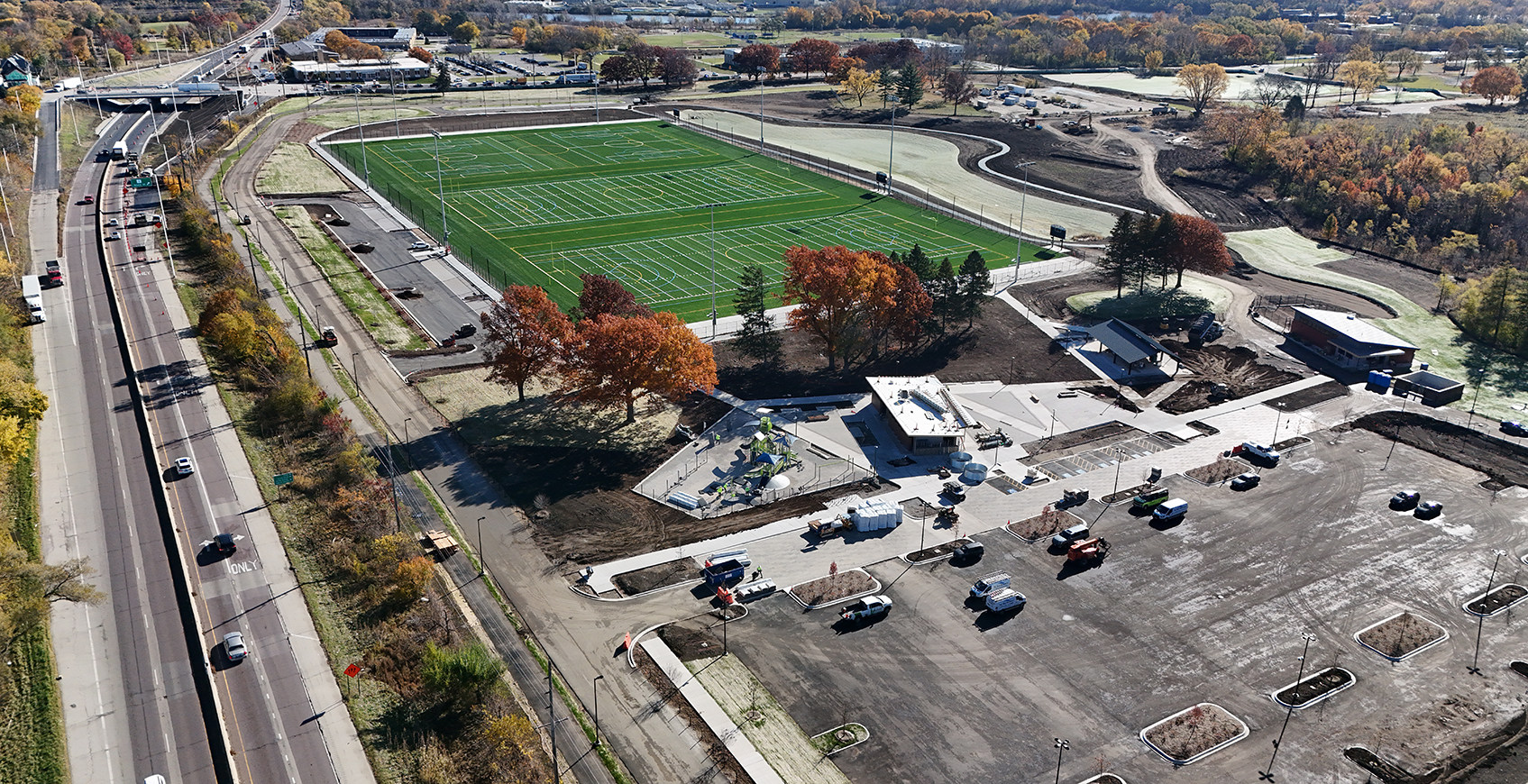 November 2025: Aerial photo of the sports complex expansion from November 2025
